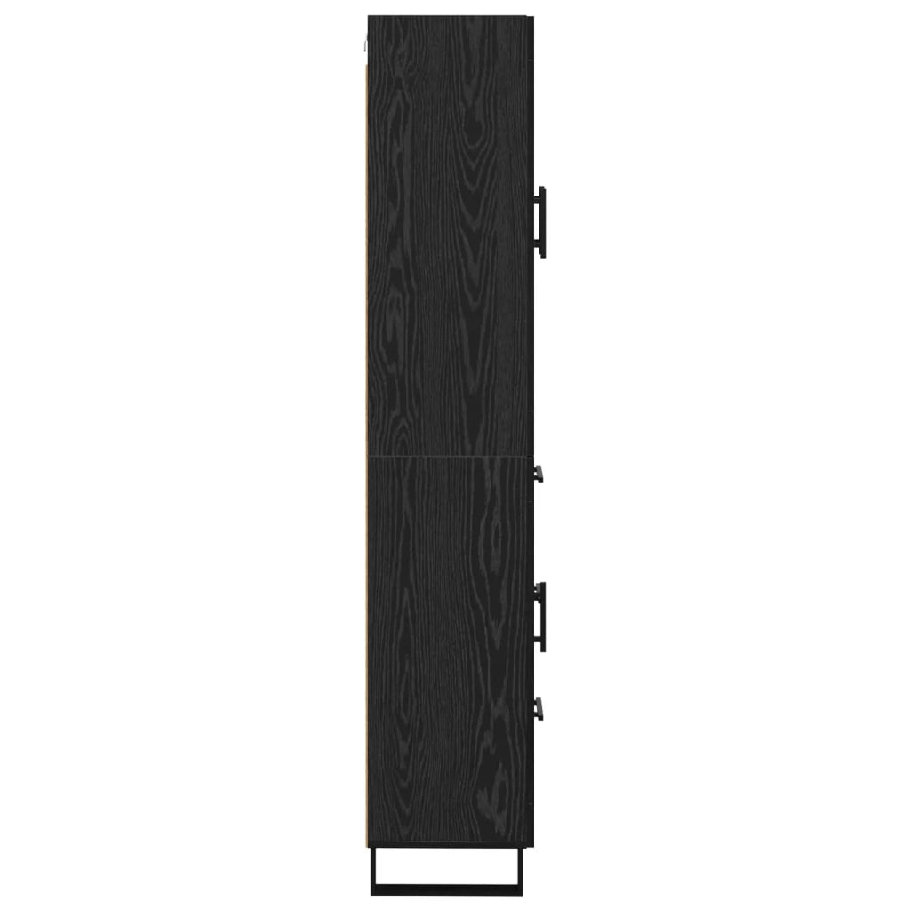 Credenza 2 pcs Rovere Nero Legno Stratificato e Vetro 3416219