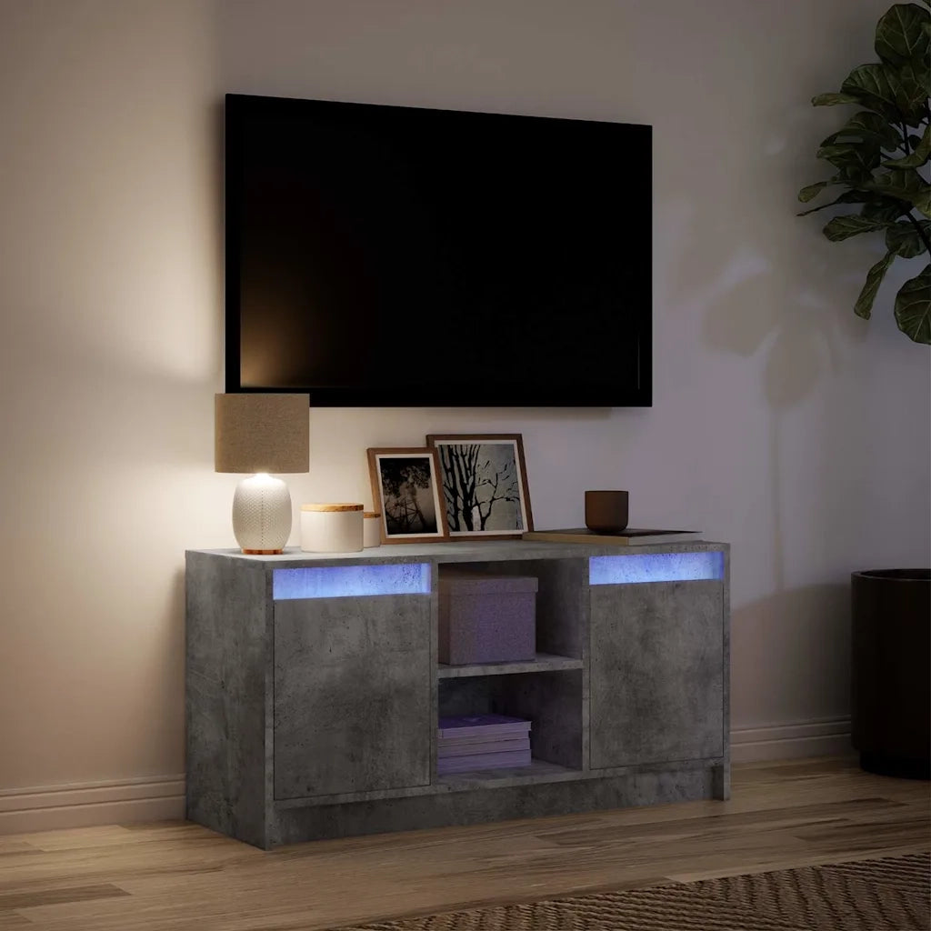 Mobile Porta TV con LED Grigio Cemento 100x34x50 cm Truciolato