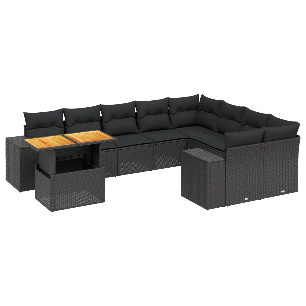 Set Divani da Giardino 10pz con Cuscini in Polyrattan Nerocod mxl 112721