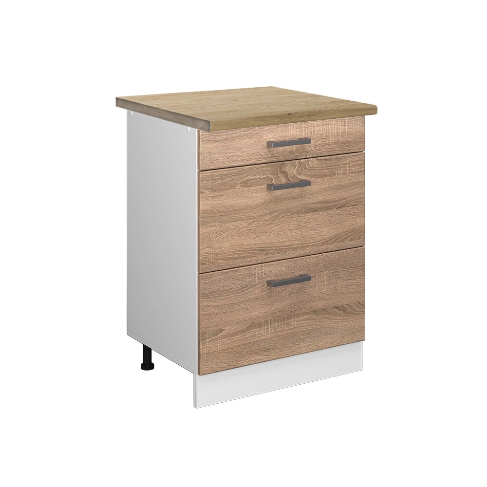 Vicco Mobiletto base per cucina Sonoma 60 cm con cassetti, PL Rovere