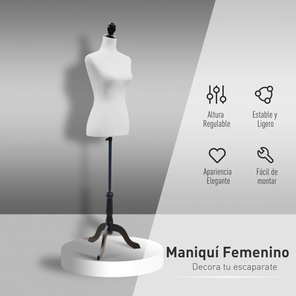 Manichino da Sarto Regolabile 130-168 cm con Treppiedi in Legno ¨C Minimal ¨C Bianco