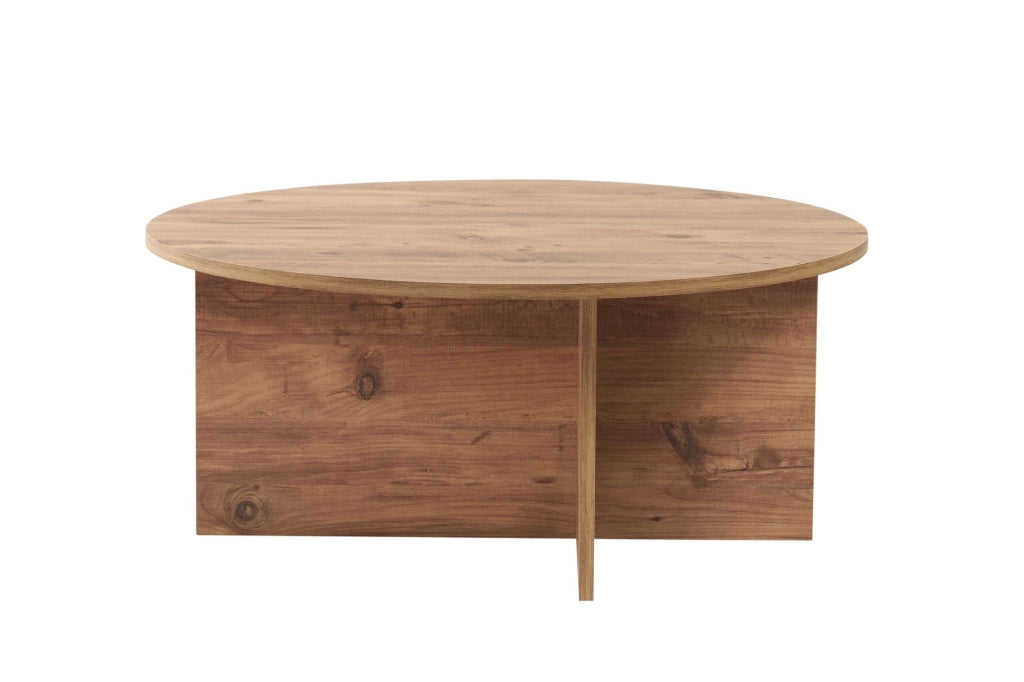 Tavolino da caffè in legno "Sun" - 90 x 90 x 40 cm - Pino atlantico