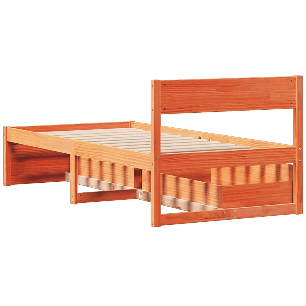 Letto senza Materasso Marrone Cera 75x190 cm in Legno di Pino 846809