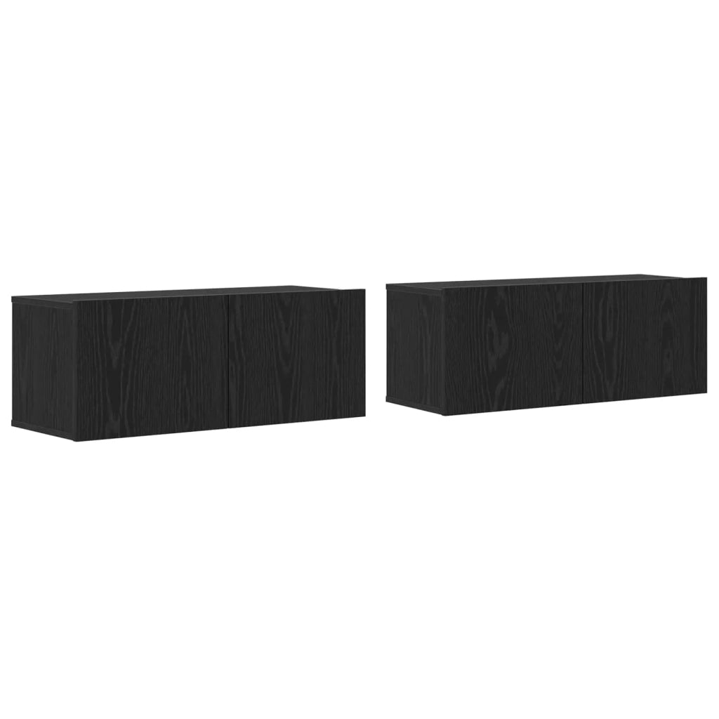 Mobile TV 2 pz Rovere Nero Legno ingegnerizzato 862784