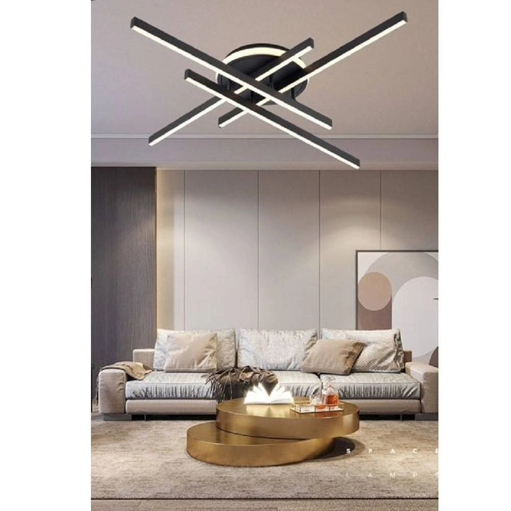 Trade Shop - Plafoniera A Led 45 W Nero Da Soffitto Lampadario Luce 6500k 4000k 3000k Pn-21n -