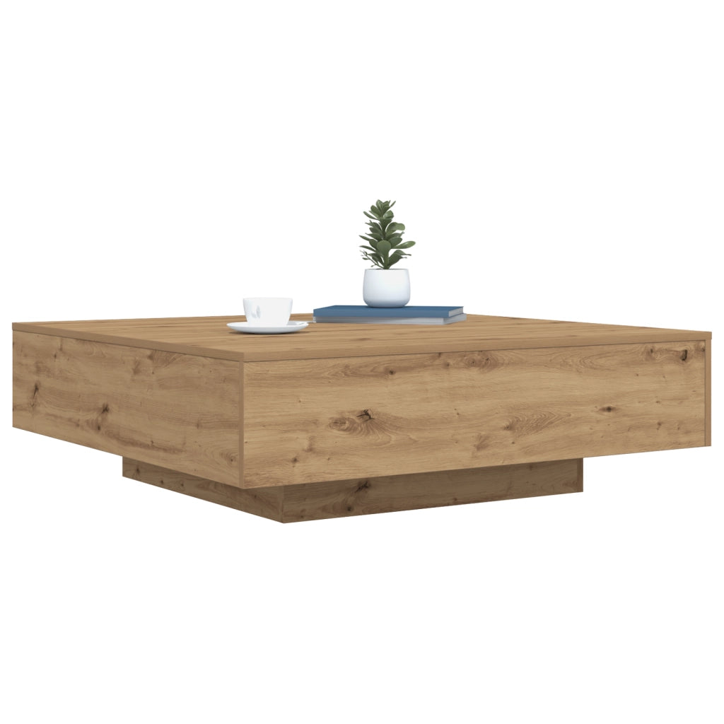 Tavolino da caffÃ¨ con luci LED Rovere Artigianale 100x100x31 cm