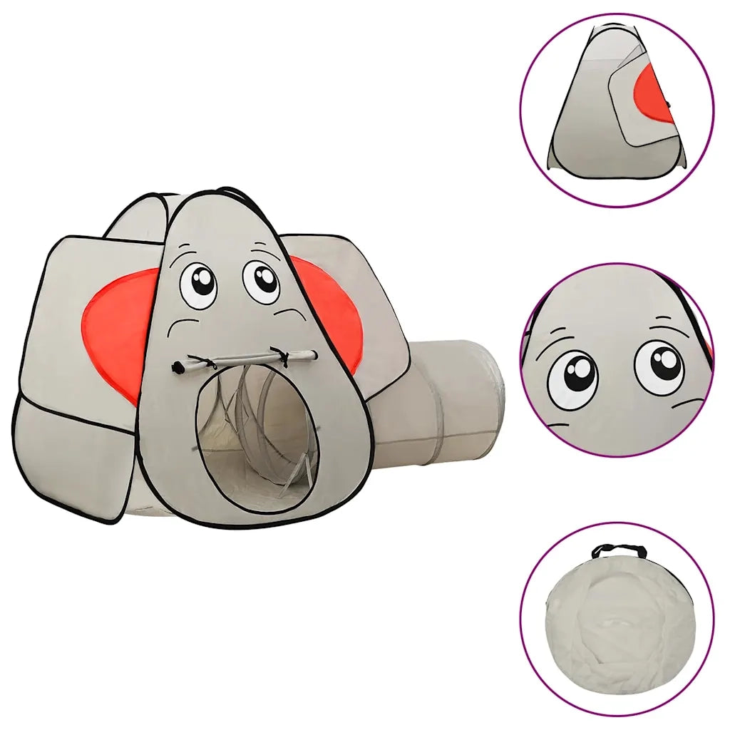 Tenda Gioco-Tenda Giocattolo Bambini Elefante Grigio 250 Palline 174x86x101 cm 392007