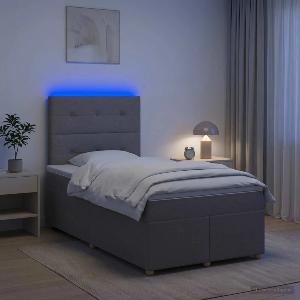 Letto box spring con materasso Tortora 120 x 190 cm Tessuto 3455305