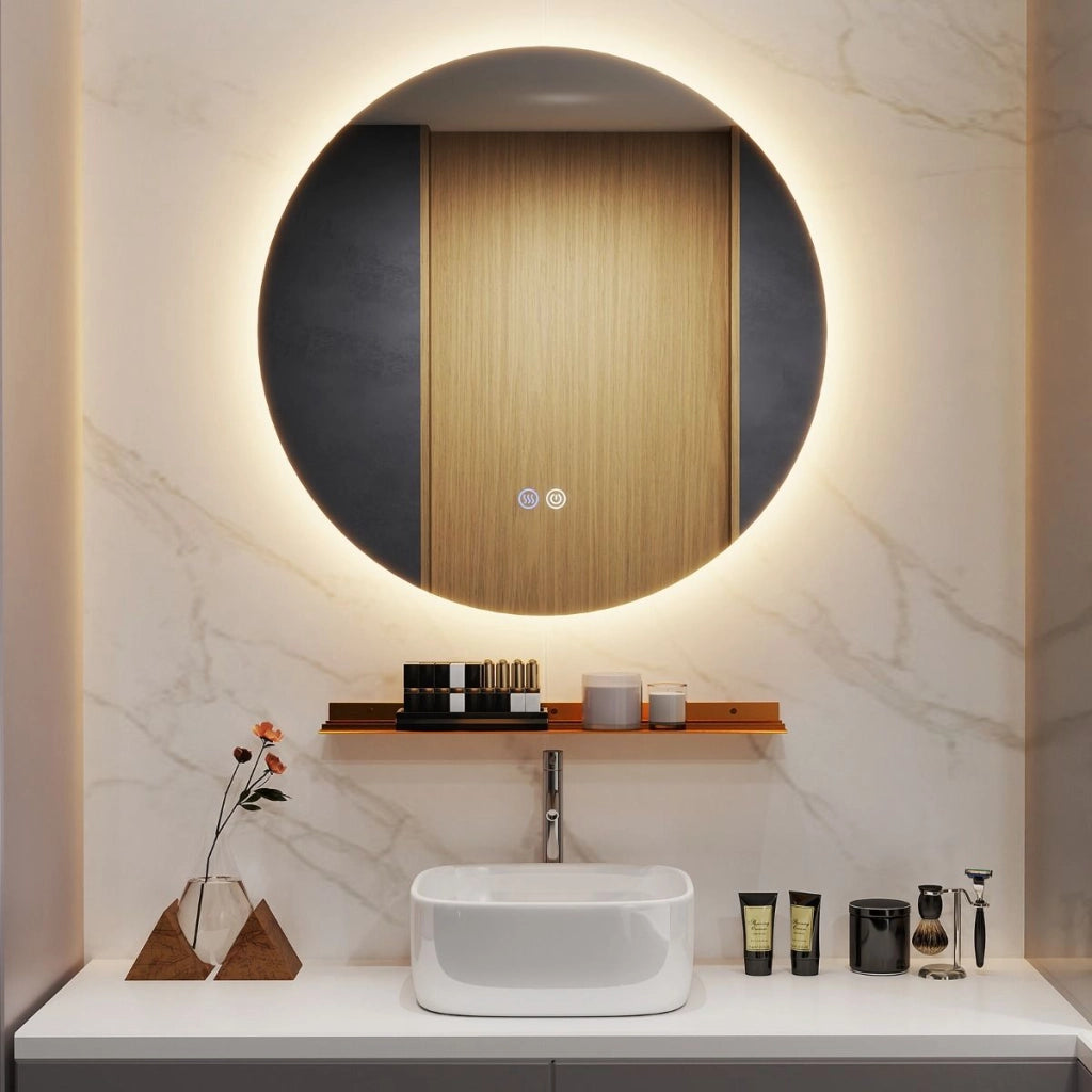 Specchio LED da bagno 60cm con luce a 3 colori e luminosit¨¤ regolabile funzioni di autosbrinante, Specchio da trucco