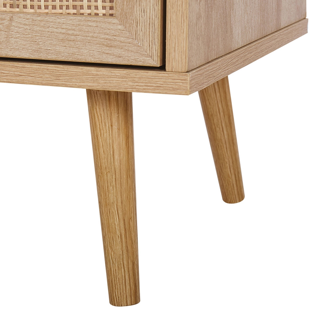 Credenza Moderna a 3 Cassetti con Fronte in Vimini 90 x 79 cm legno Chiaro