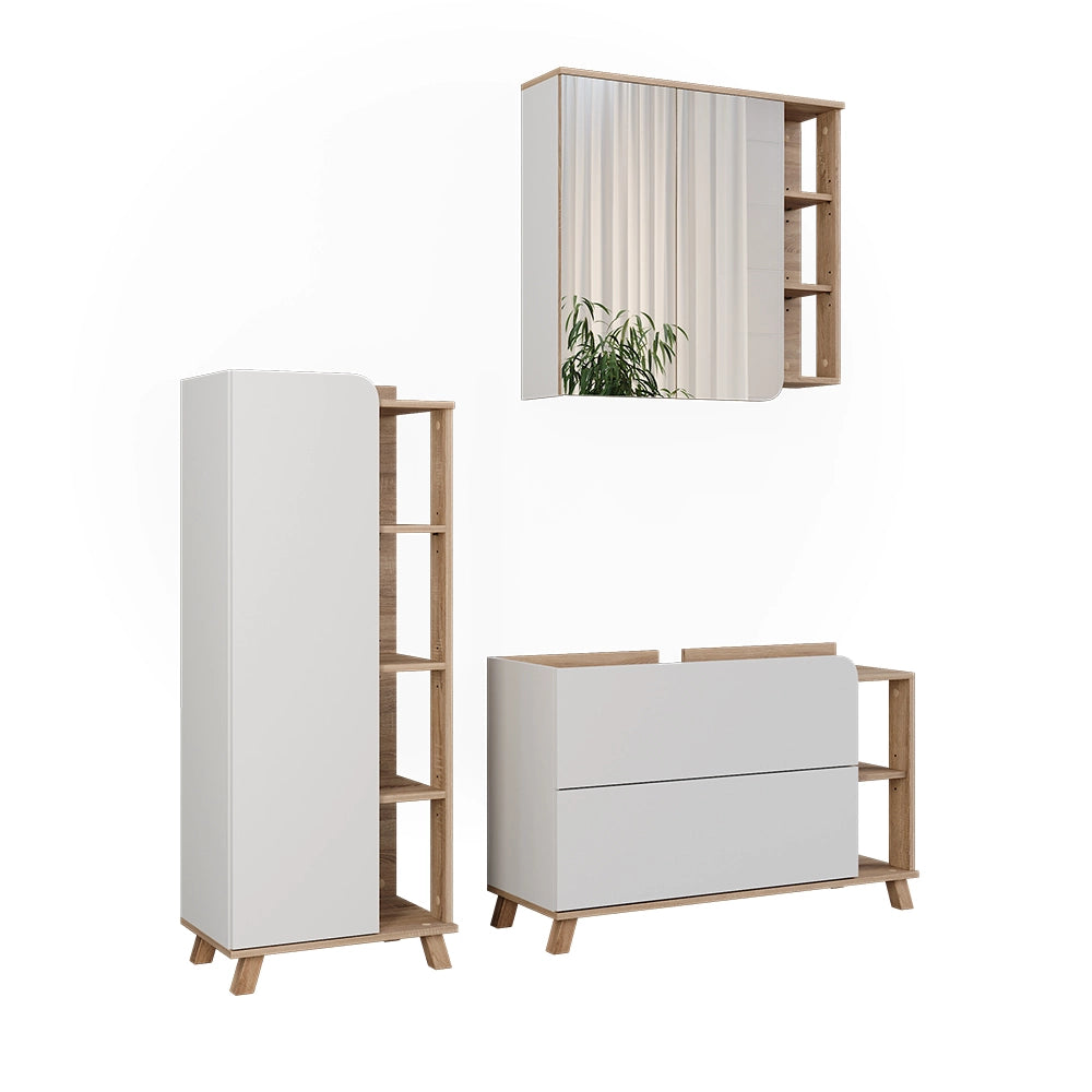 Vicco Set di mobili da bagno Sonoma/Bianco 3 parti