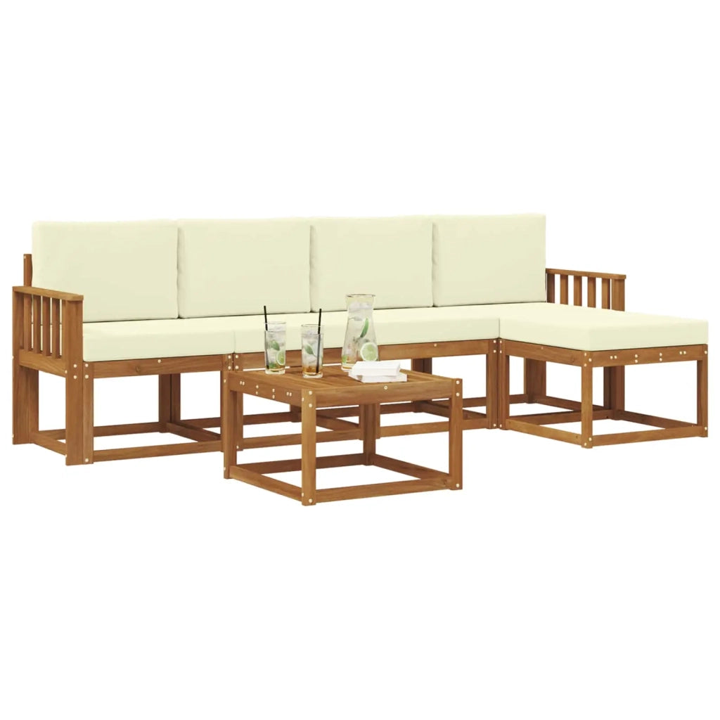Set di divani da esterno con cuscino 6 pcs Naturale e Crema