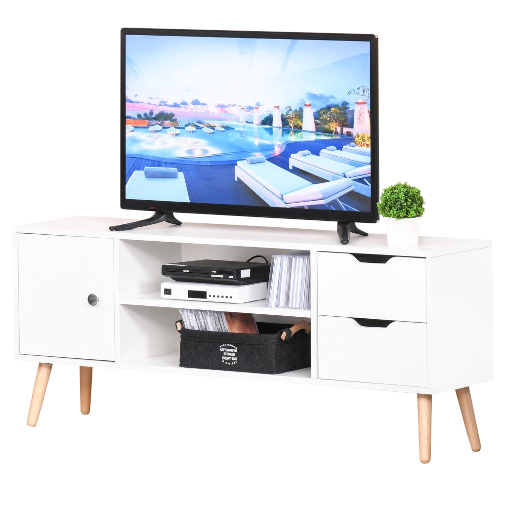 Mobile TV con credenza e cassetti ¨C zephmum ¨C Bianco legno di pino 120x30x40