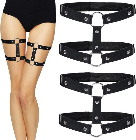 Cinture di pelle per calze | Anello di cintura gotico Dij | Accessorio punk goth per donne con fermagli di cintura