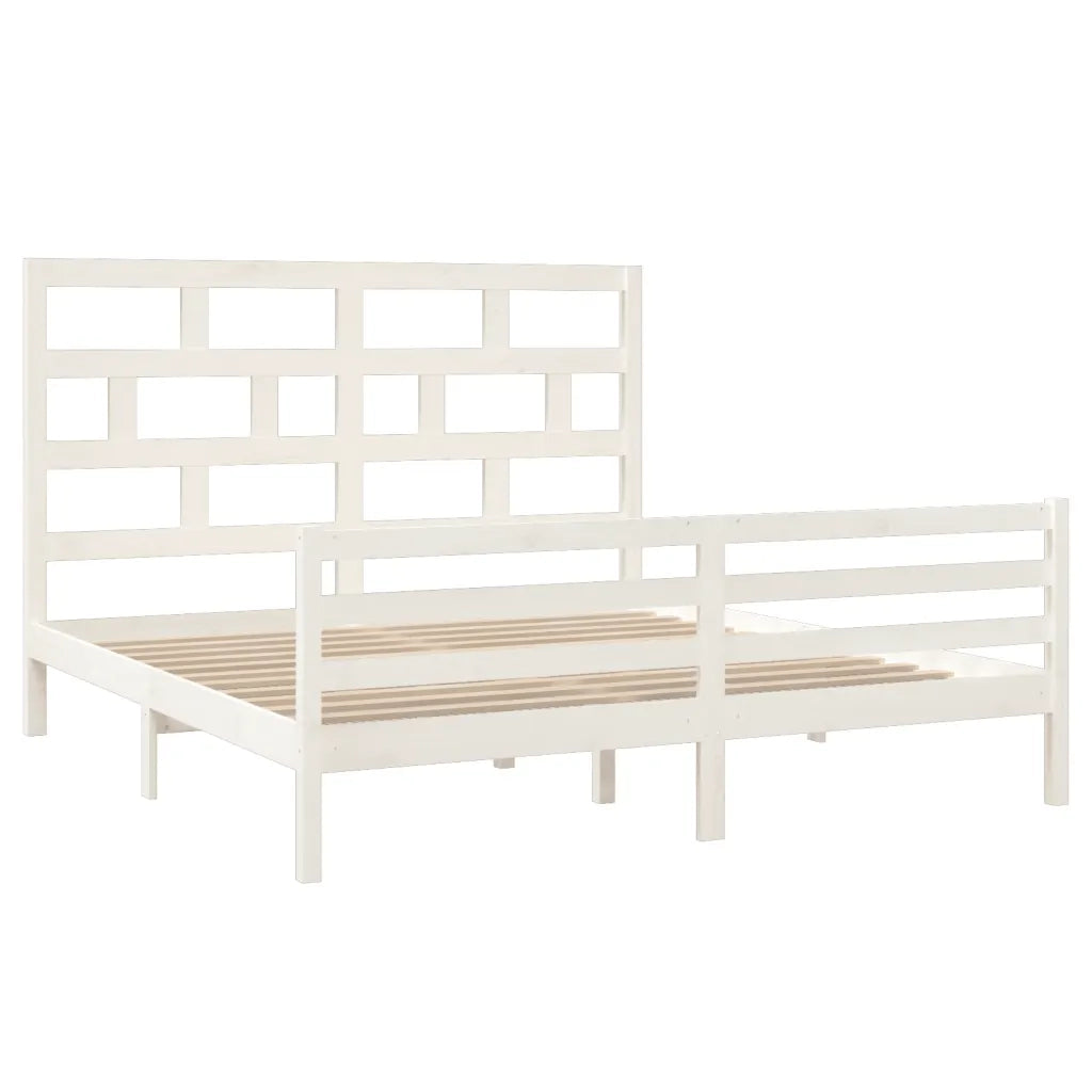 Giroletto-Struttura Letto Bianco in Legno Massello 180x200 cm Super King 804297
