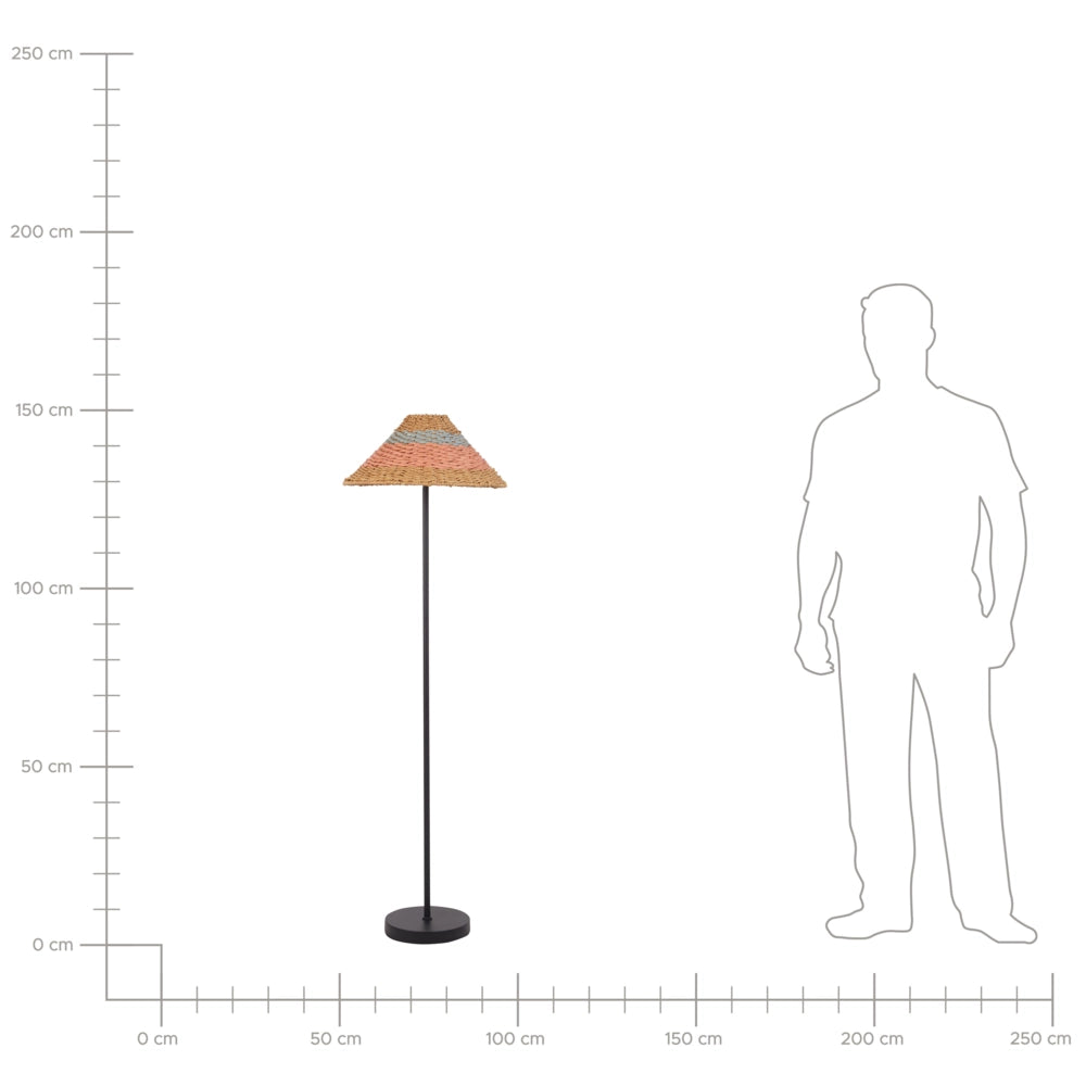 Lampada da terra in corda di carta fatta a mano in beige stile boho soggiorno camera da letto