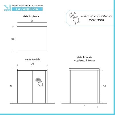 Mobile coprilavatrice con ante 79x91 cm tortora e pietra Wanda