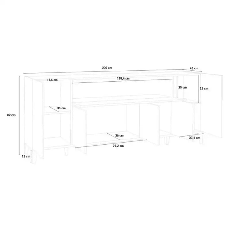 Credenza madia 5 ante a battente 1 vano a ribalta 200x40cm Stephanie Report