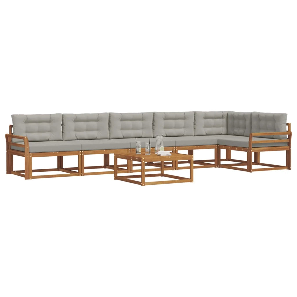 Set di divani da esterno 7 pcs Grigio Naturale e Chiaro