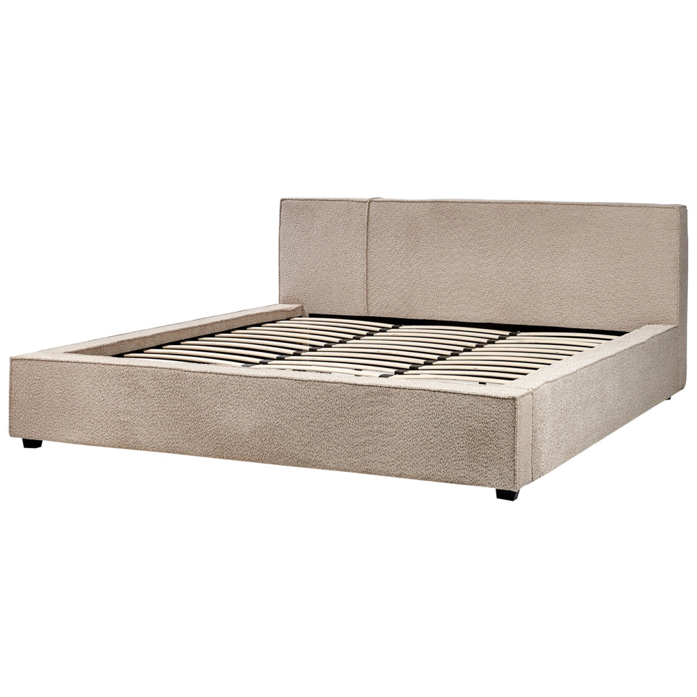 Letto matrimoniale in tessuto bouclé tortora 180 x 200 cm stile moderno