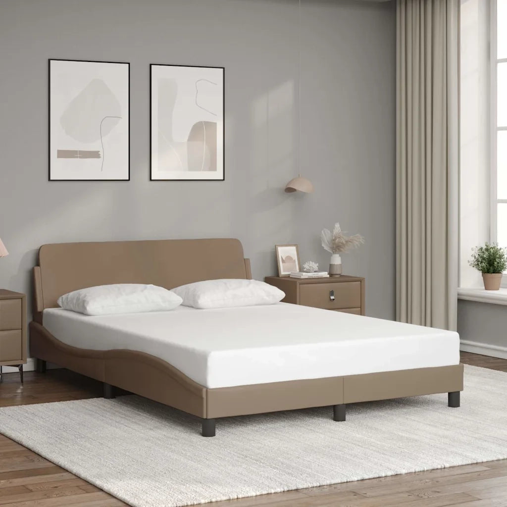 Giroletto-Struttura Letto Dover Cappuccino 140x200 cm in Similpelle