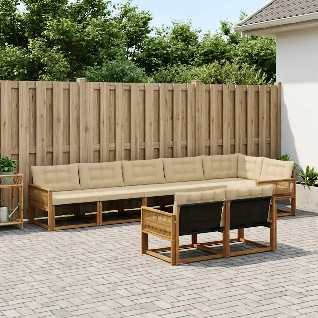 Set di divani da esterno con cuscino 8 pcs Naturale e Beige 3381509