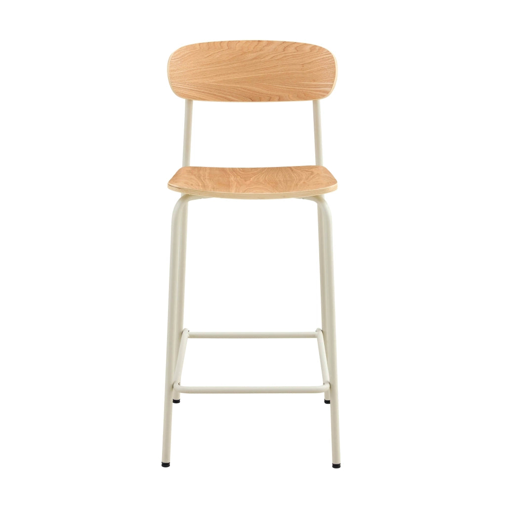 Set di 2 seggioloni in metallo e legno beige