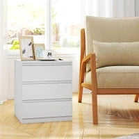 Cassettiera 3 Cassetti con Chiusura Rallentata, Stile Moderno 45x40x52,8 cm Bianco