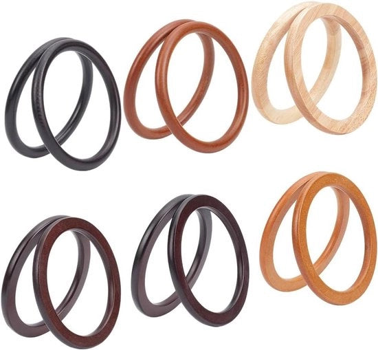 Kit per creare una borsa in DIY con maniglie in legno a forma rotonda, 12 pezzi, maniglie per borse da cucire, sostituzione maniglie per portafogli, kit per creare borse in DIY