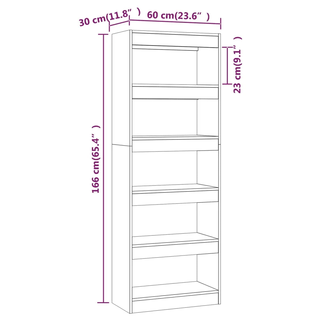 Libreria Divisorio-Scaffale per Libri-Mobile di Stoccaggio Grigio Sonoma 60x30x166 cm in Truciolato