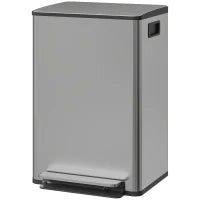 Pattumiera da 50 L a pedale, con secchio estraibile e chiusura soft, 41,7x36,6x62 cm, Argento