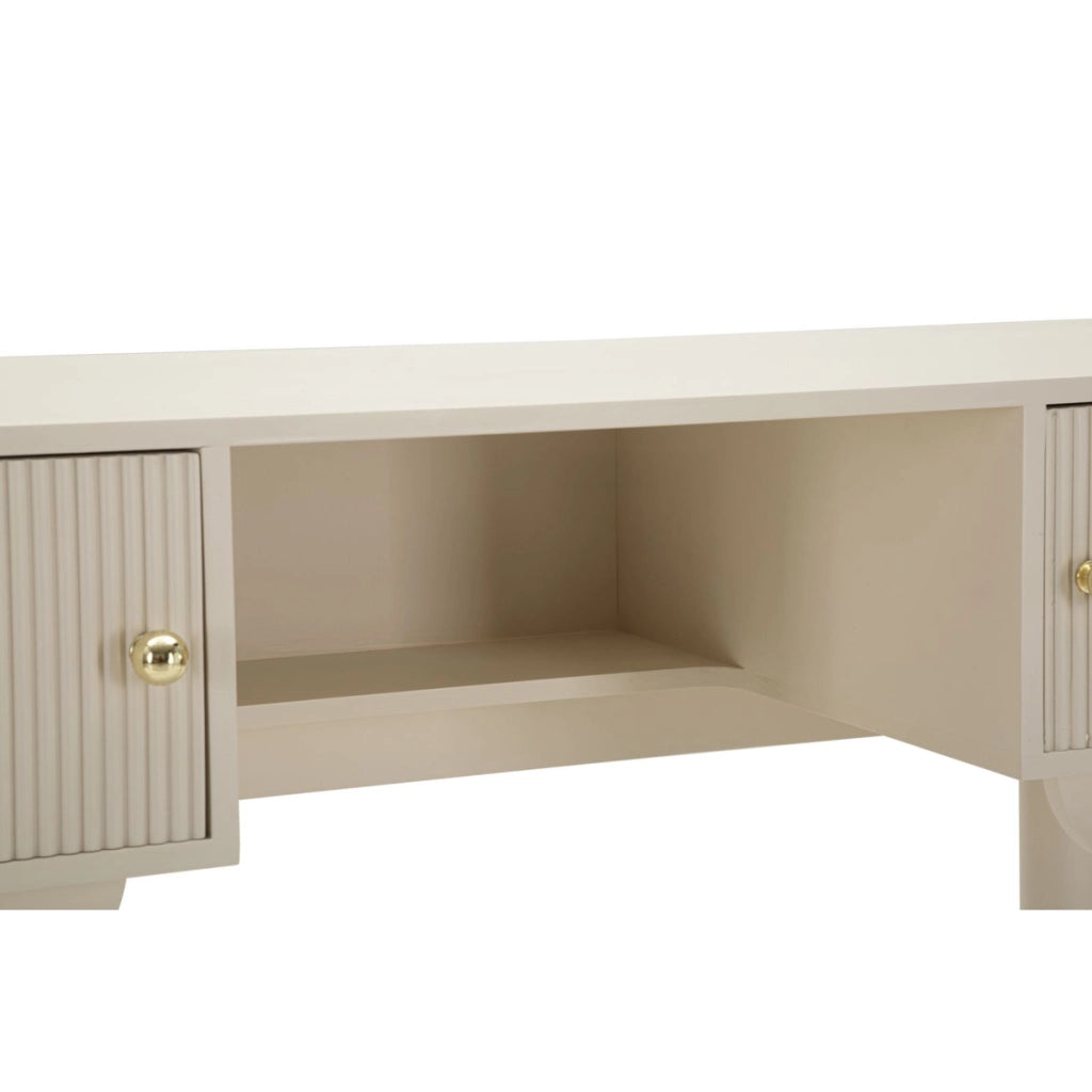 Consolle trucco Shy in legno bianco con dettagli oro