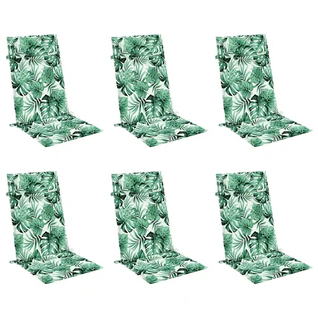 Cuscini Sedia Schienale Alto 6 pz Motivo Foglie Tessuto Oxford 361912