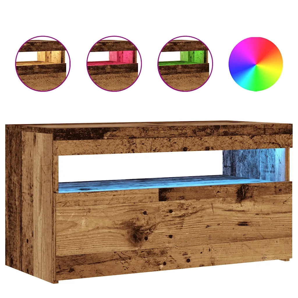 Mobile TV | Armadietto TV | Mobile Porta TV con LED Legno Antico 75x35x40 cm Multistrato