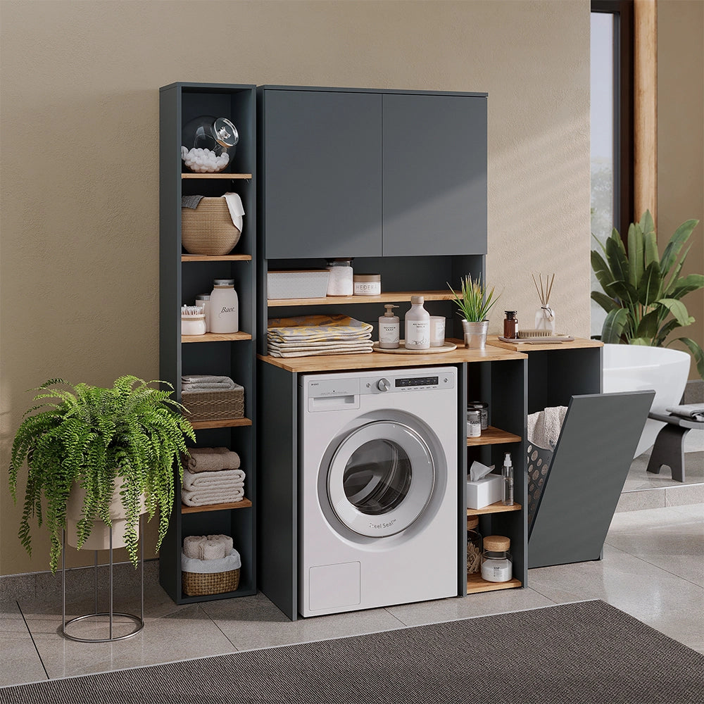 Mobile lavatrice Viktor Antracite/Rovere dorato 93.6 x 88.2 cm con 2 ripiani Vicco