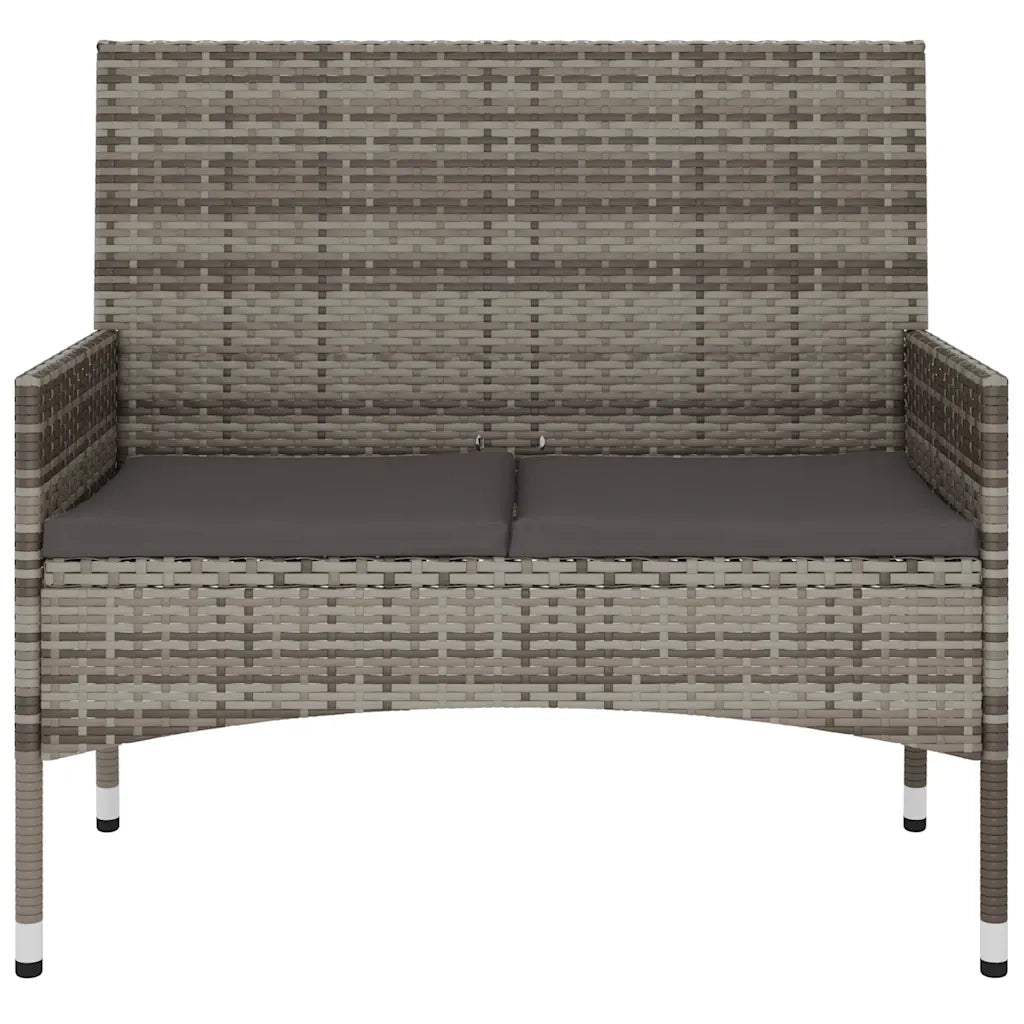 Panca da Giardino a 2 Posti con Cuscini in Polyrattan Grigio 319489