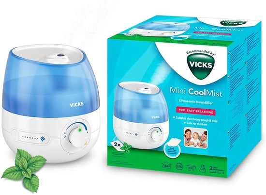 Mini Bagnatura a Nebulosa Ultrasuona - Regolabile Umidità - Serbatoio 18 l - Per Camera da Letto Ufficio Culla fino a 15 m² - Funzionamento Silenzioso - Con Pads di Profumazione con Olii Essenziali - VUL525