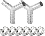 Connettori a Y 3 vie in acciaio inossidabile 10mm - inclusi 6 bulloni - resistente a bassa temperatura - fili lisci - connettore di tubo