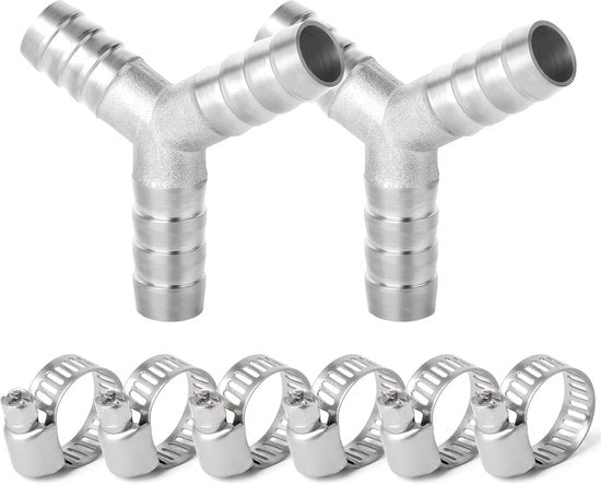 Connettori a Y 3 vie in acciaio inossidabile 10mm - inclusi 6 bulloni - resistente a bassa temperatura - fili lisci - connettore di tubo