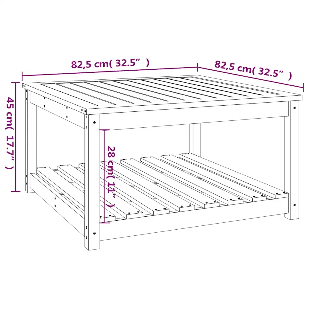 Tavolo da Giardino Ambra 82,5x82,5x45 cm Legno Massello di Pino 824144
