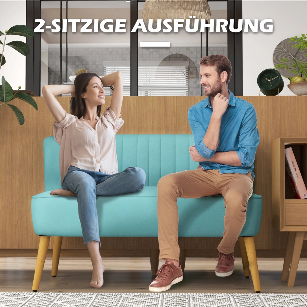 Divano 2 posti retrodesign ¨C zephmum ¨C verde, legno, 117x56,5x77