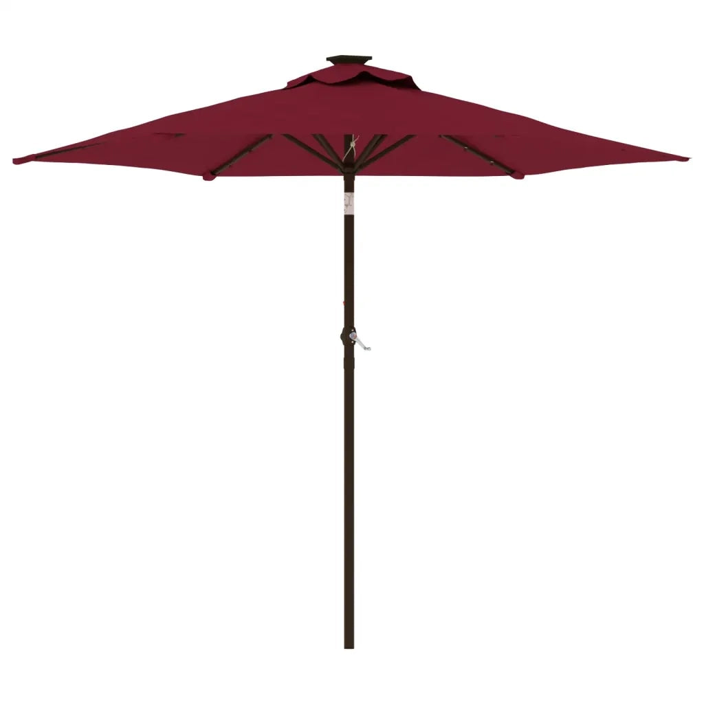 vidaXL Ombrellone Giardino LED Palo Acciaio Rosso Bordò 225x225x212 cm