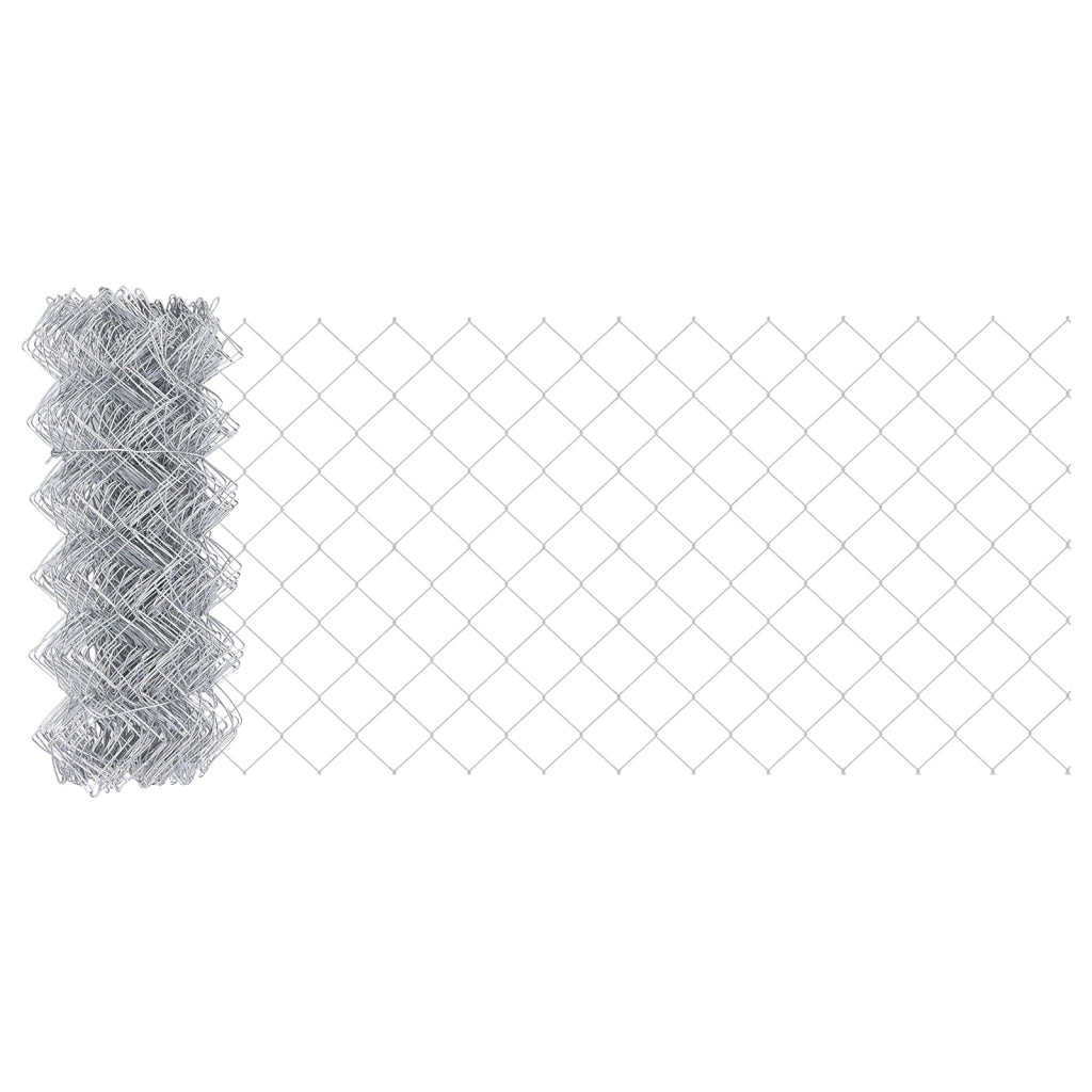 Recinzione a Catena con 7 Pali 0.4x10 m Acciaio Galvanizzato