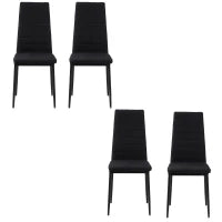 Set 4 Sedie Imbottite per Soggiorno o Sala da Pranzo, Sedie da Cucina Moderne, in Metallo e Tessuto Nero