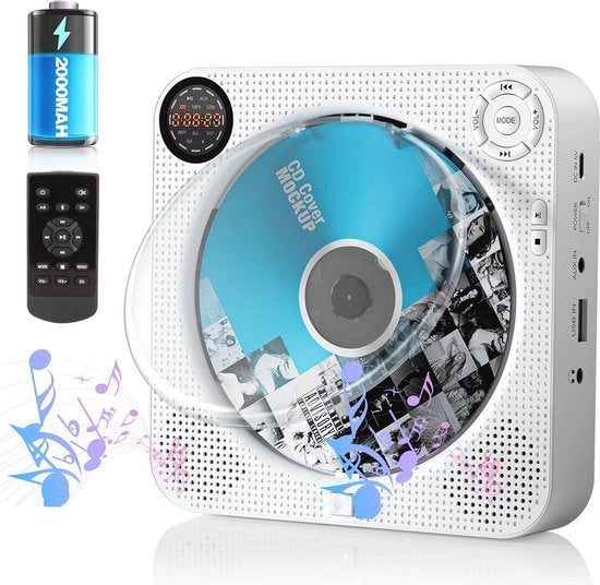 Portatile lettore CD con Bluetooth e radio FM - Aspirapolvere montaggio ad incasso caricabile con ingresso USB AUX