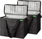 Imballaggio per 2 pezzi di Grande Borsa della Spesa - Premium Opaco - Fondello Opaco Rafforzato - Borsa Isolante - Borsa da Picnic