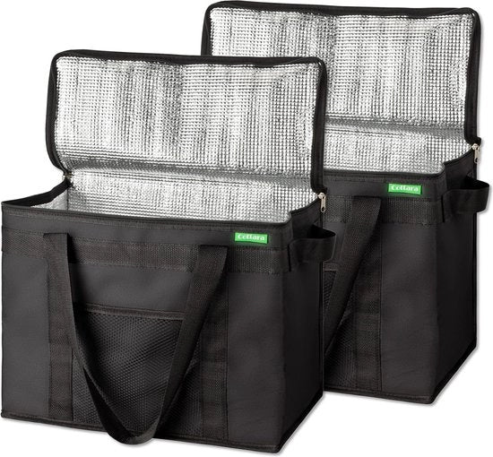 Imballaggio per 2 pezzi di Grande Borsa della Spesa - Premium Opaco - Fondello Opaco Rafforzato - Borsa Isolante - Borsa da Picnic