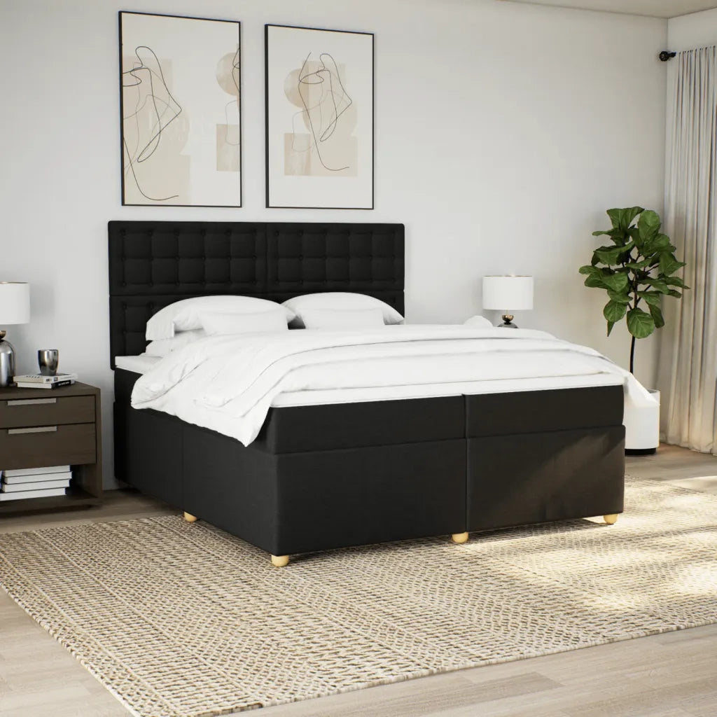 vidaXL Giroletto a Molle con Materasso Nero 200x200 cm in Tessuto