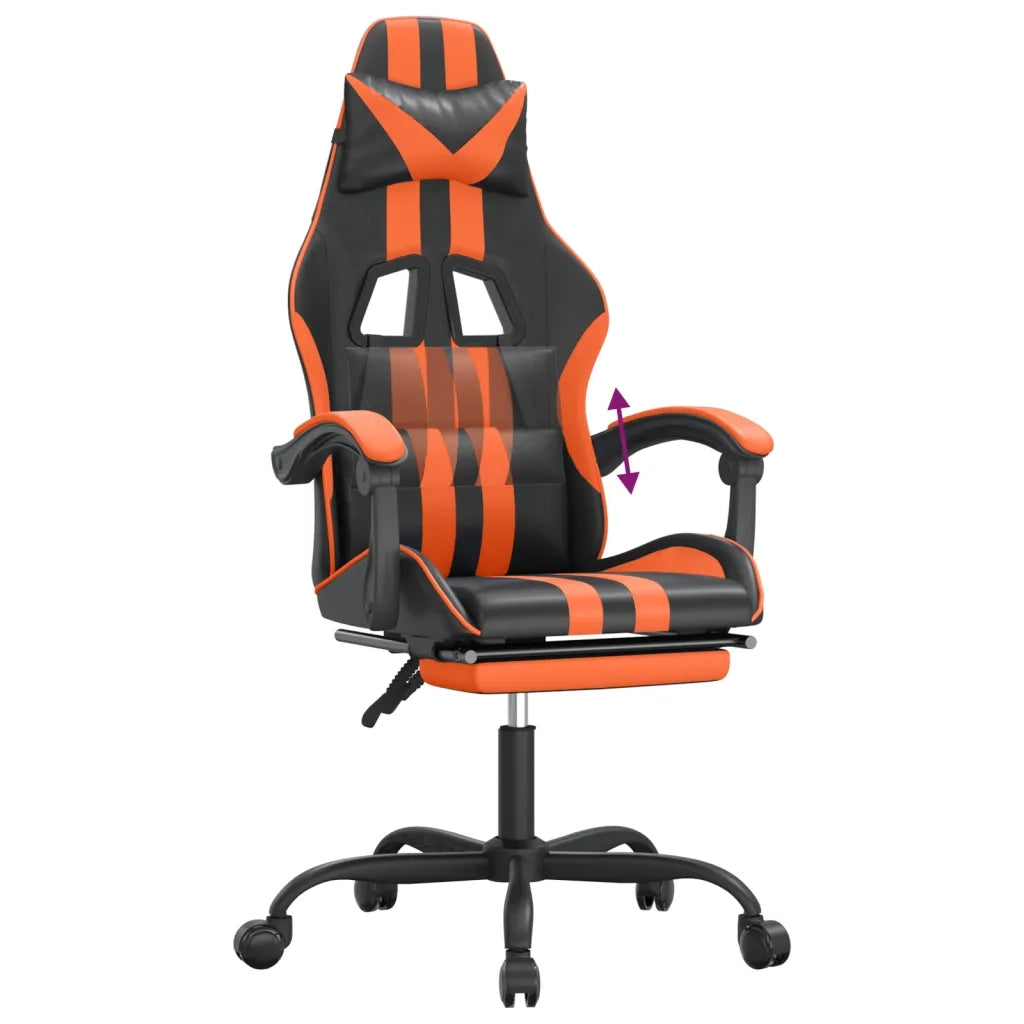 Sedia da Gaming con Poggiapiedi Nero e Arancione in Similpelle 3143836