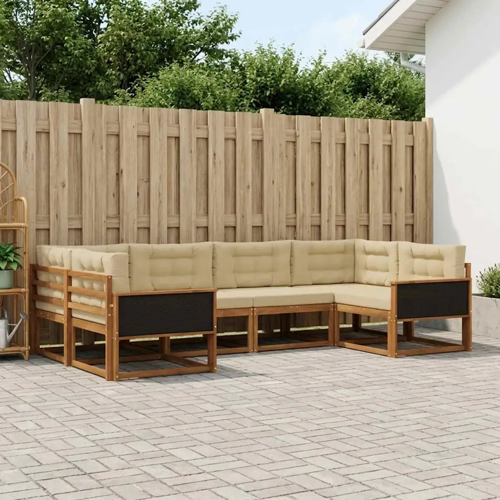 Set di divani da esterno con cuscino 6 pcs Naturale e Beige